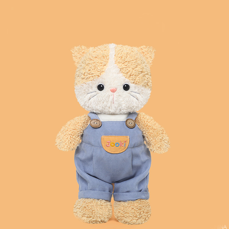 Jooki Overalls Series Cat Doll Plush Toy New Design Cute Animal Stuffed Toy Custom Lovey Unisex Gifts Baby